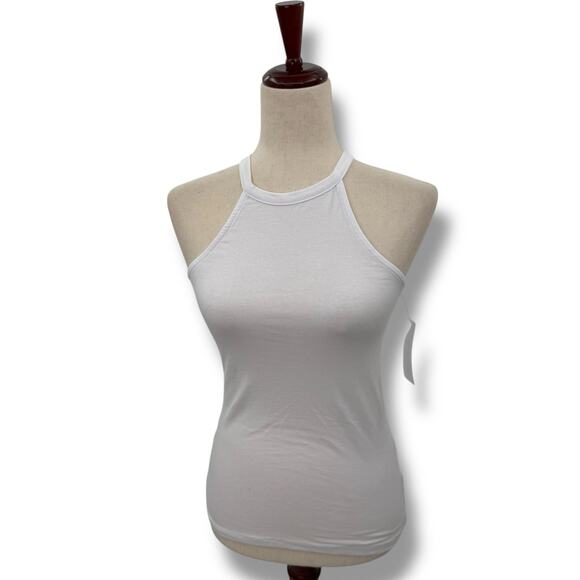 NEW Aveto White Tank Top Size Medium Cotton Stretch High Neck Sleeveless Layer - Picture 1 of 6